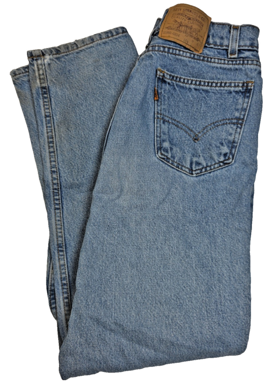 Levi's Vtg 90s 550 Orange Tab Relaxed Tapered Jeans Boys Husky 16.5 Light Wash